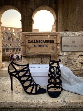 🛍️ Manolo Blahnik Authentic Gladiator Suede Strappy Heels